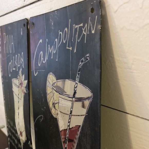 Vintage Set of 2 Cosmopolitan and Pina Colada Metal Wall Art Bar Sign Decor - Picture 8 of 10